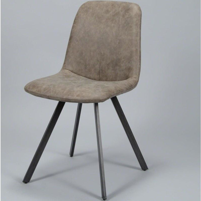 Spisebordsstol i fladt stål og brunt PU læder - 4. Stk
