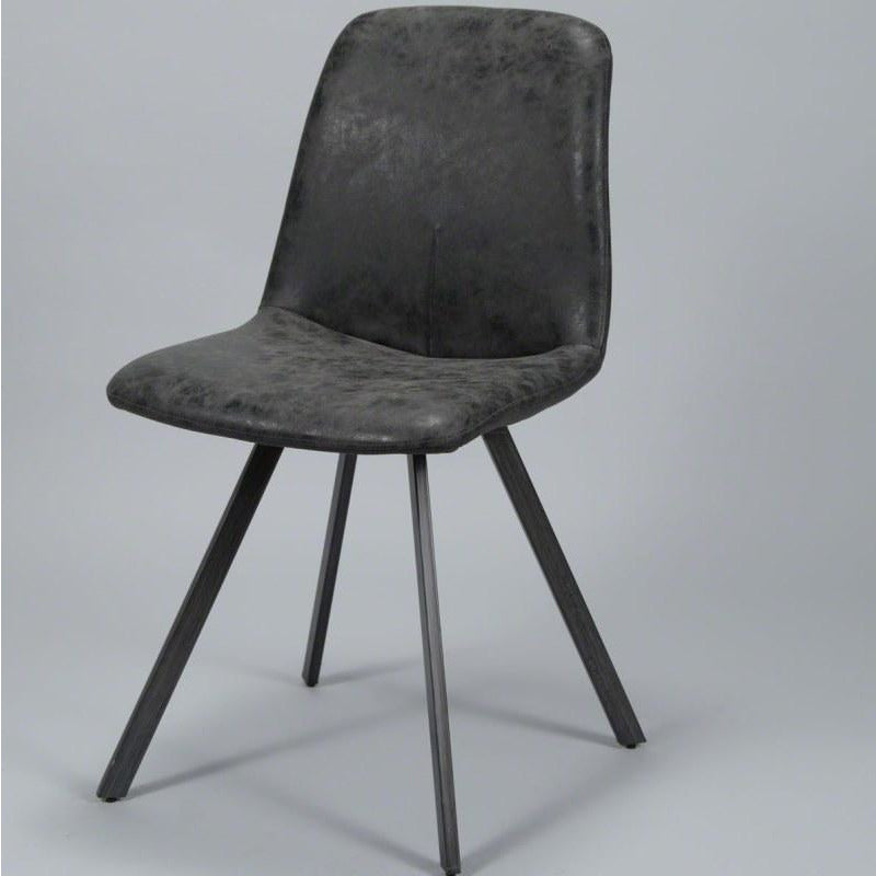 Spisebordsstol i fladt stål og sort PU læder - 4. Stk