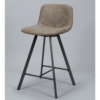 Barstol i metal - Patineret brunt PU læder