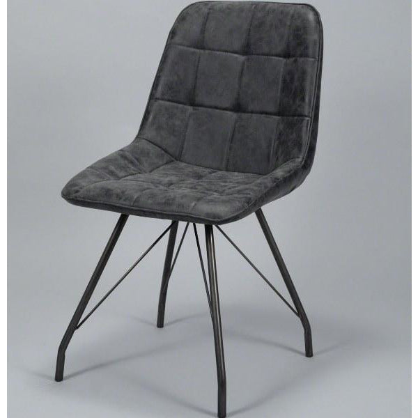 Spisebordsstol i stål og sort PU læder - 4. Stk