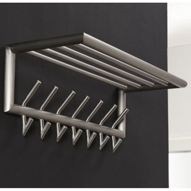 Hattehylde i børstet stål - 75 cm