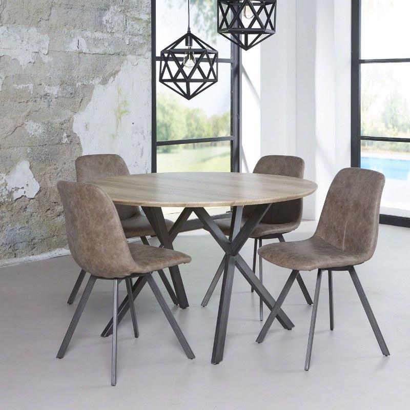 Spisebord rundt, antik ege look, ø 120 cm.