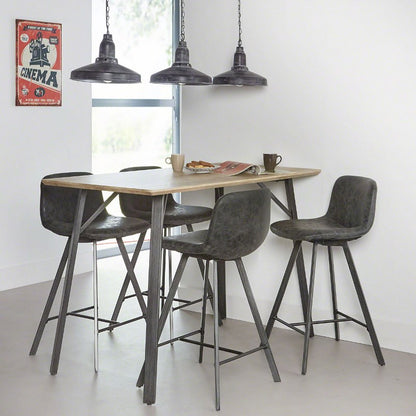 Barstol i metal - Patineret brunt PU læder