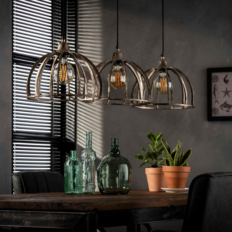 Loftslampe - 3 skærme i antik nikkel