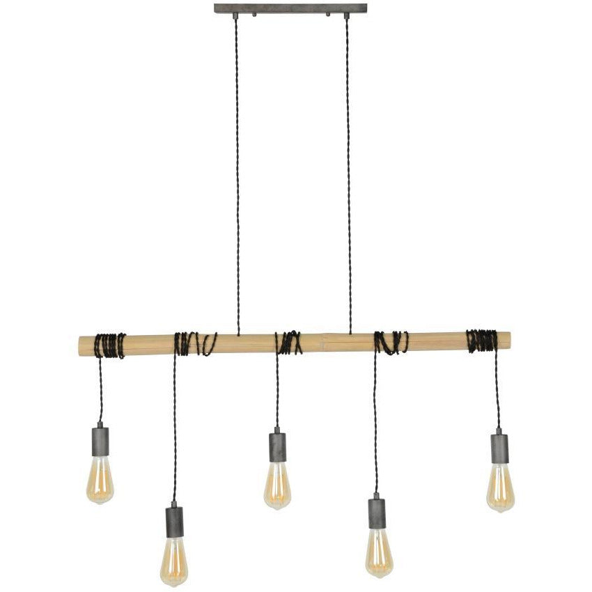 Bambus loftslampe med 5 pærer
