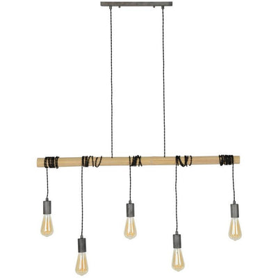 Bambus loftslampe med 5 pærer