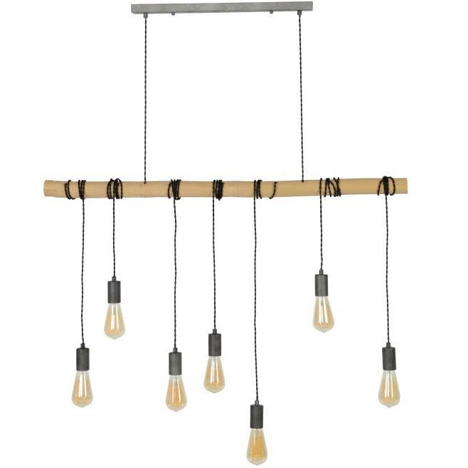 Bambus loftslampe med 7 pærer