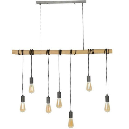 Bambus loftslampe med 7 pærer