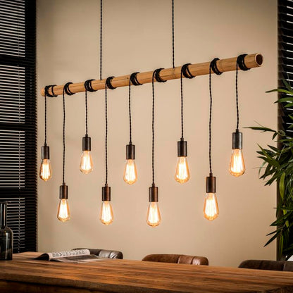 Bambus loftslampe med 9 pærer