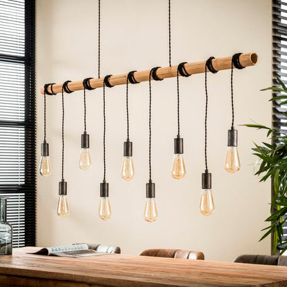 Bambus loftslampe med 9 pærer