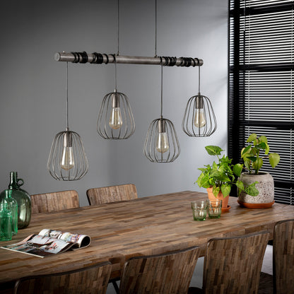 Loftlampe med 4 skærme i antik sølv farve.