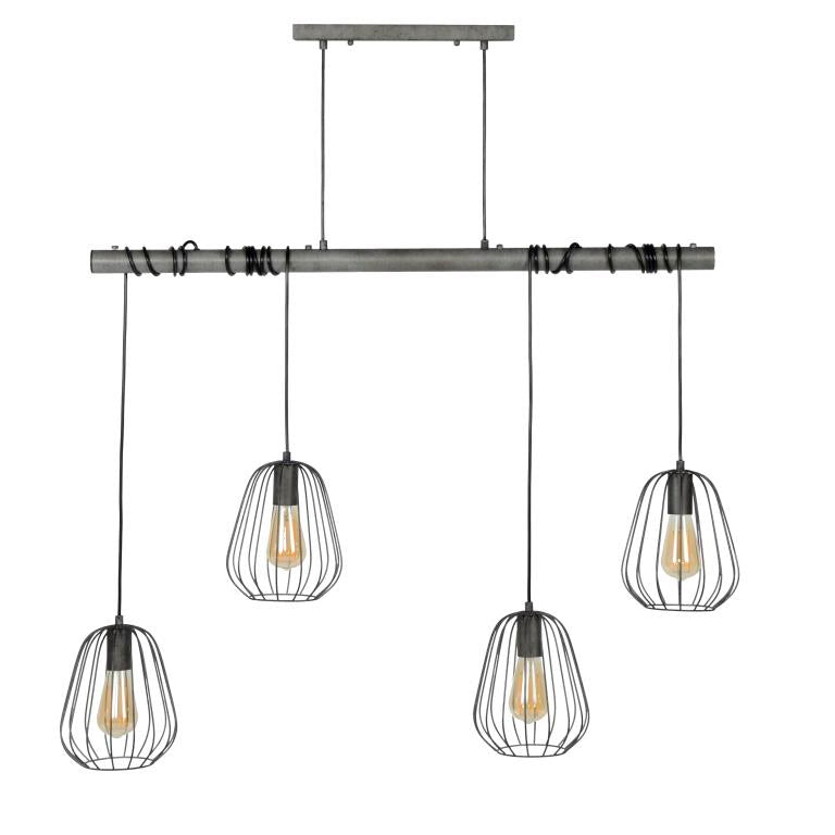 Loftlampe med 4 skærme i antik sølv farve.