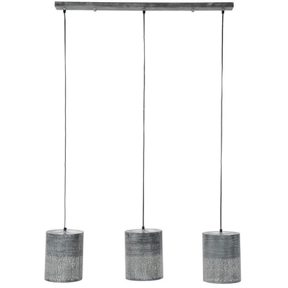 Rund loftslampe med 3 skærme i gråt metal