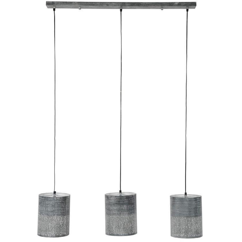 Rund loftslampe med 3 skærme i gråt metal