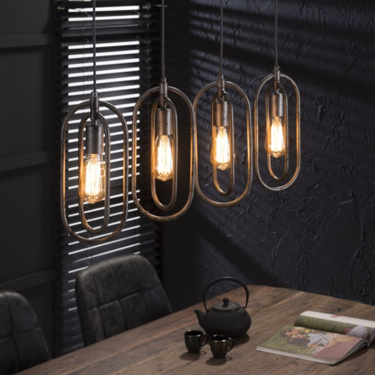 Antik loftlampe i sølv finish - 4 lamper