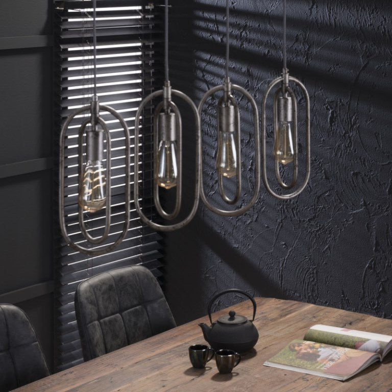 Antik loftlampe i sølv finish - 4 lamper