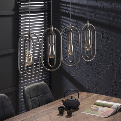 Antik loftlampe i sølv finish - 4 lamper