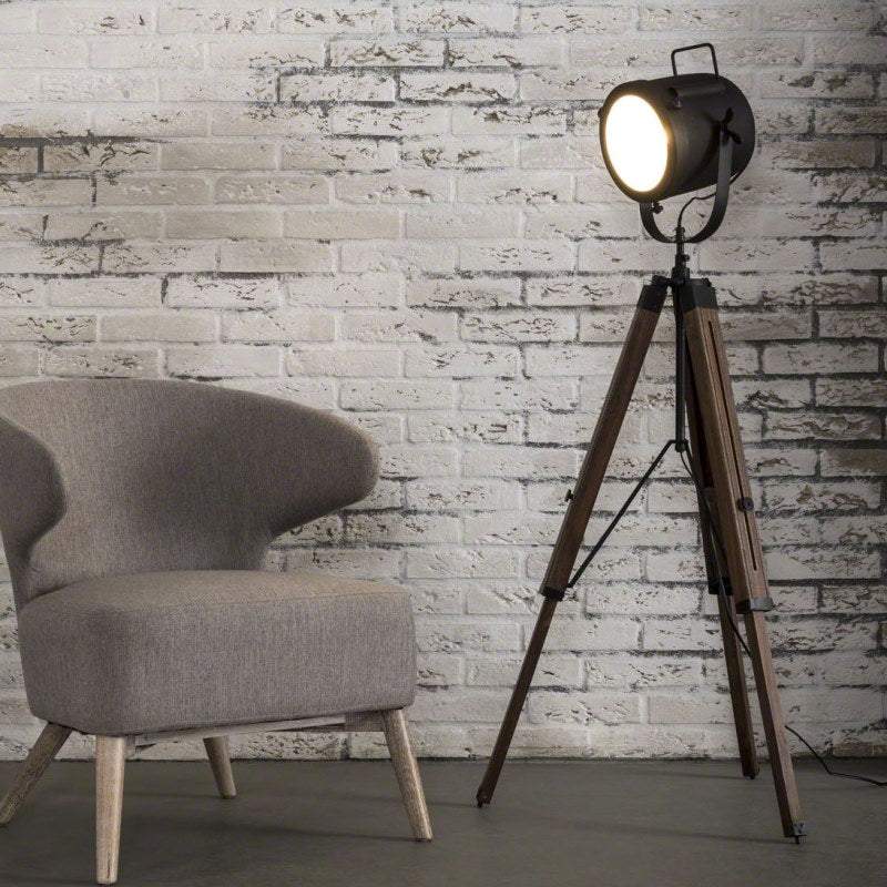 Sort metal træ stativ - Gulvlampe