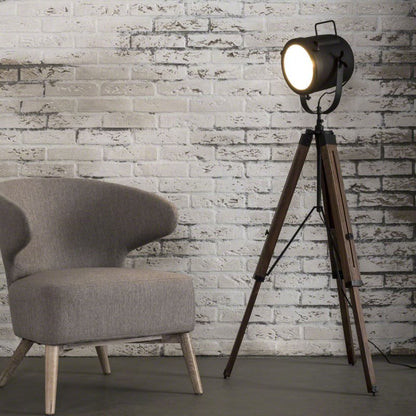 Sort metal træ stativ - Gulvlampe