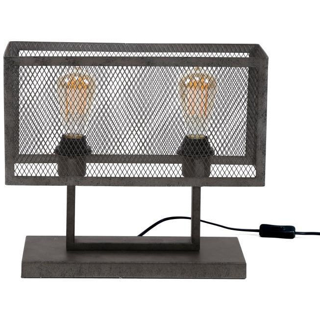 Bordlampe - trådnet model i patineret sølvfarve.