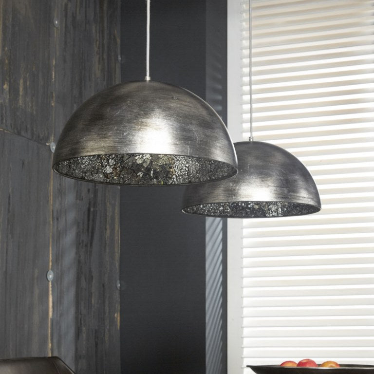 Antik loftlampe i sølv finish spejl effekt