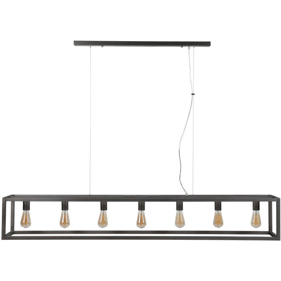 Loftslampe - Kubistisk metalstel og 7 pærer i sølvfarve.