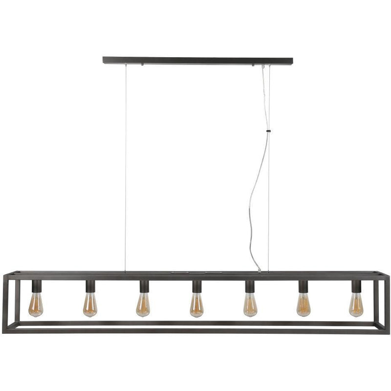 Loftslampe - Kubistisk metalstel og 7 pærer i sølvfarve.