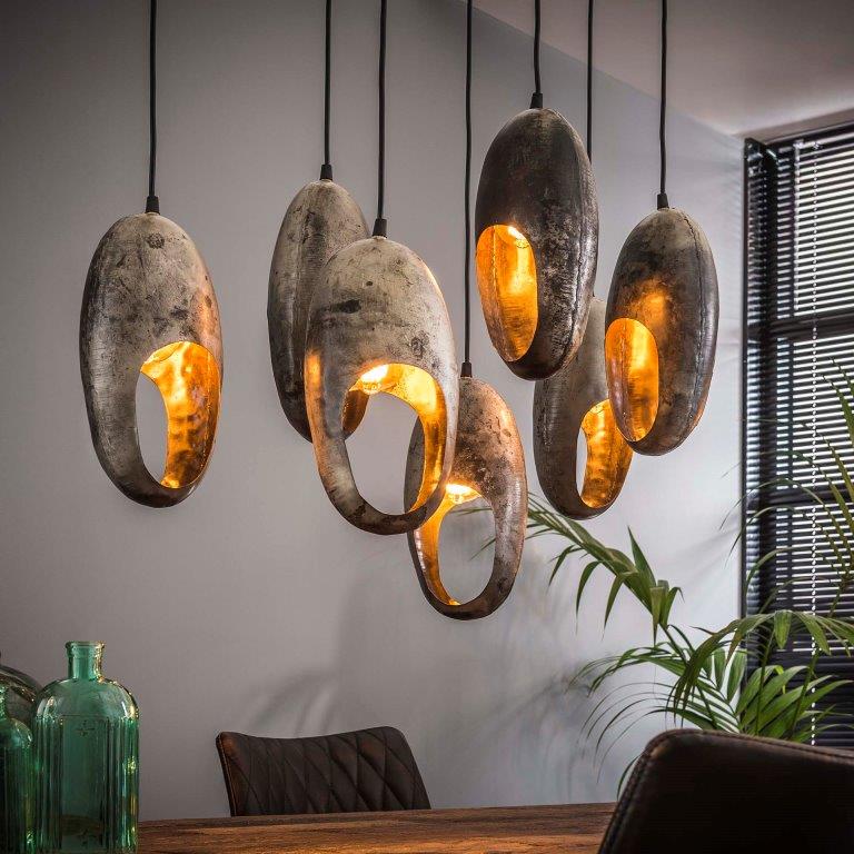 Patineret loftslampe med 7 pærer