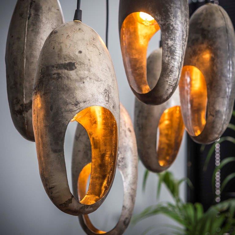 Patineret loftslampe med 7 pærer