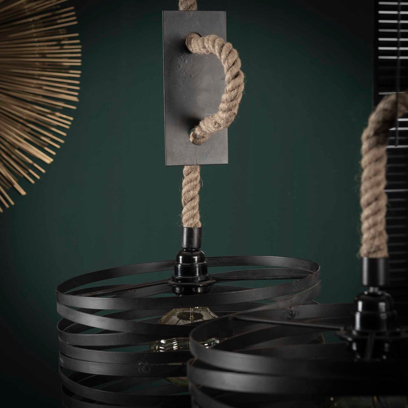 Loftslampe - 3 skærme i skiffergråt metal