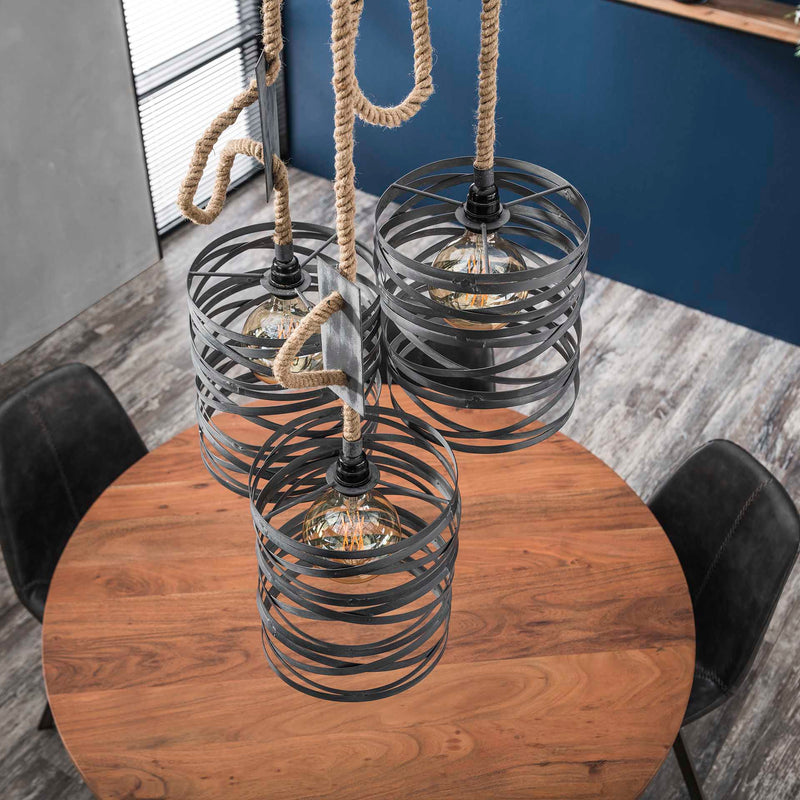 Loftslampe - 3 skærme i grå metal