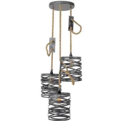 Loftslampe - 3 skærme i grå metal