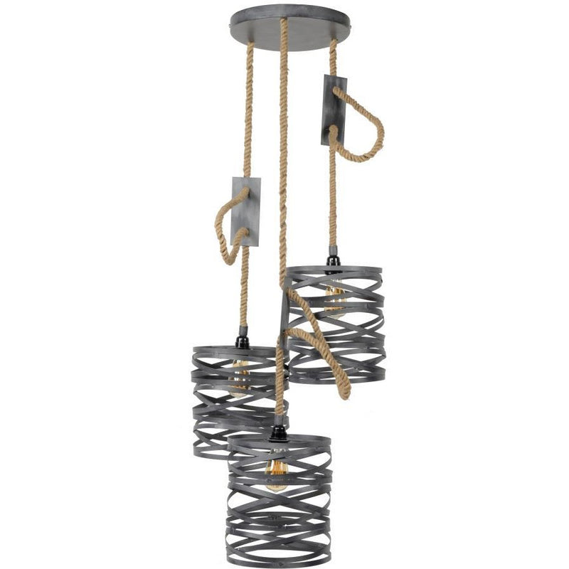 Loftslampe - 3 skærme i grå metal