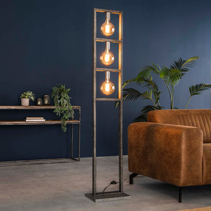 Gulvlampe - Patineret sølv med 3 pærer