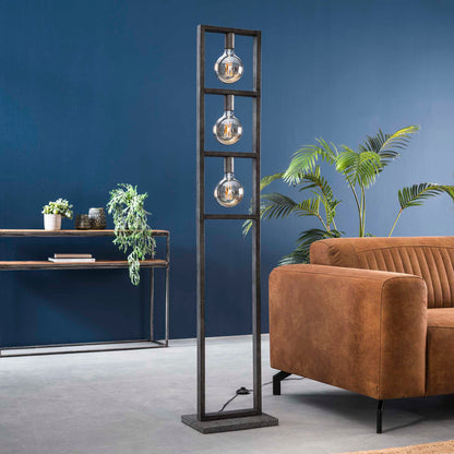 Gulvlampe - Patineret sølv med 3 pærer