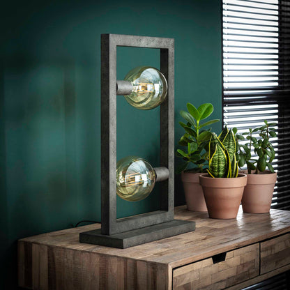 Rektangulær bordlampe - Antik sølv.