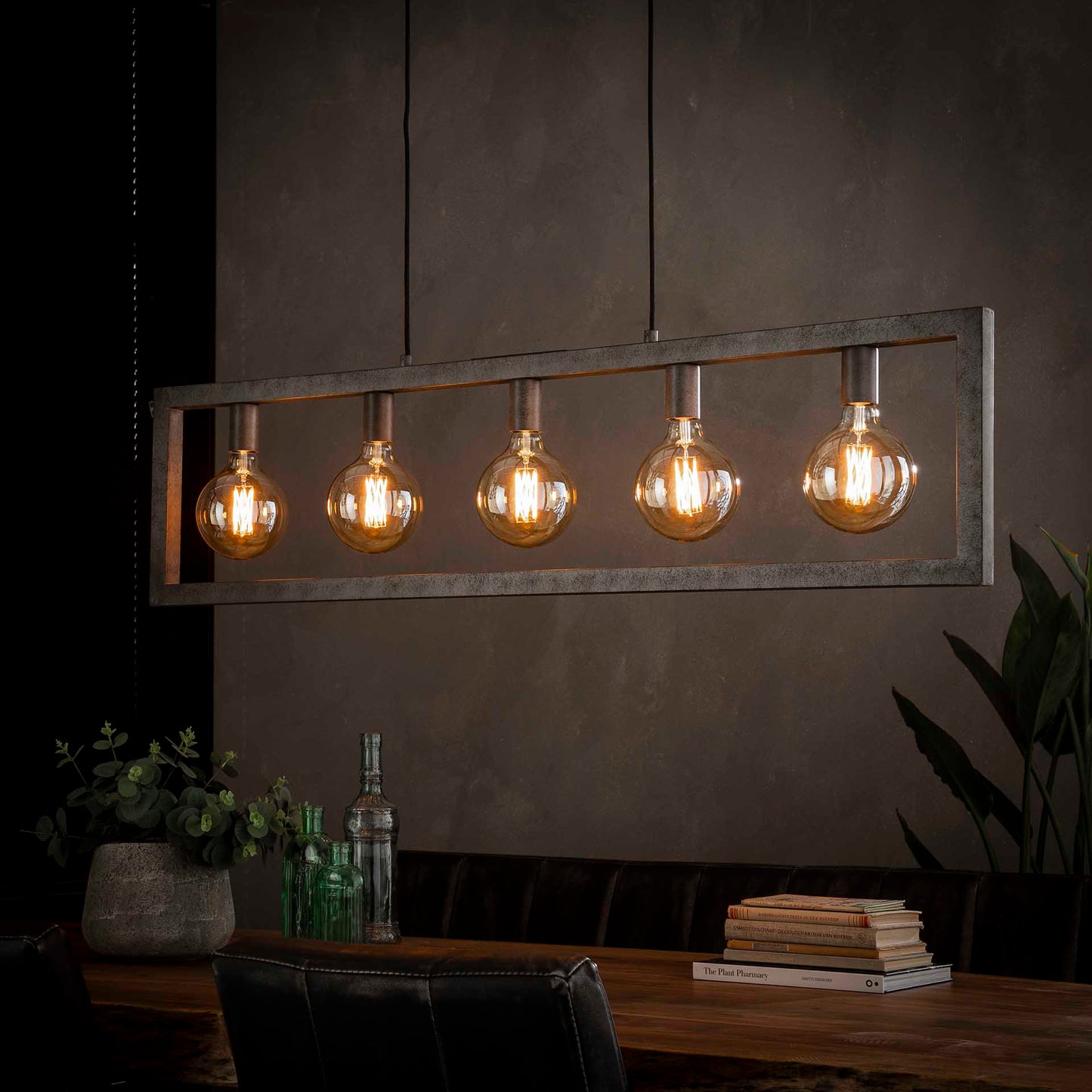 Antik sølv loftlampe - 5 pærer