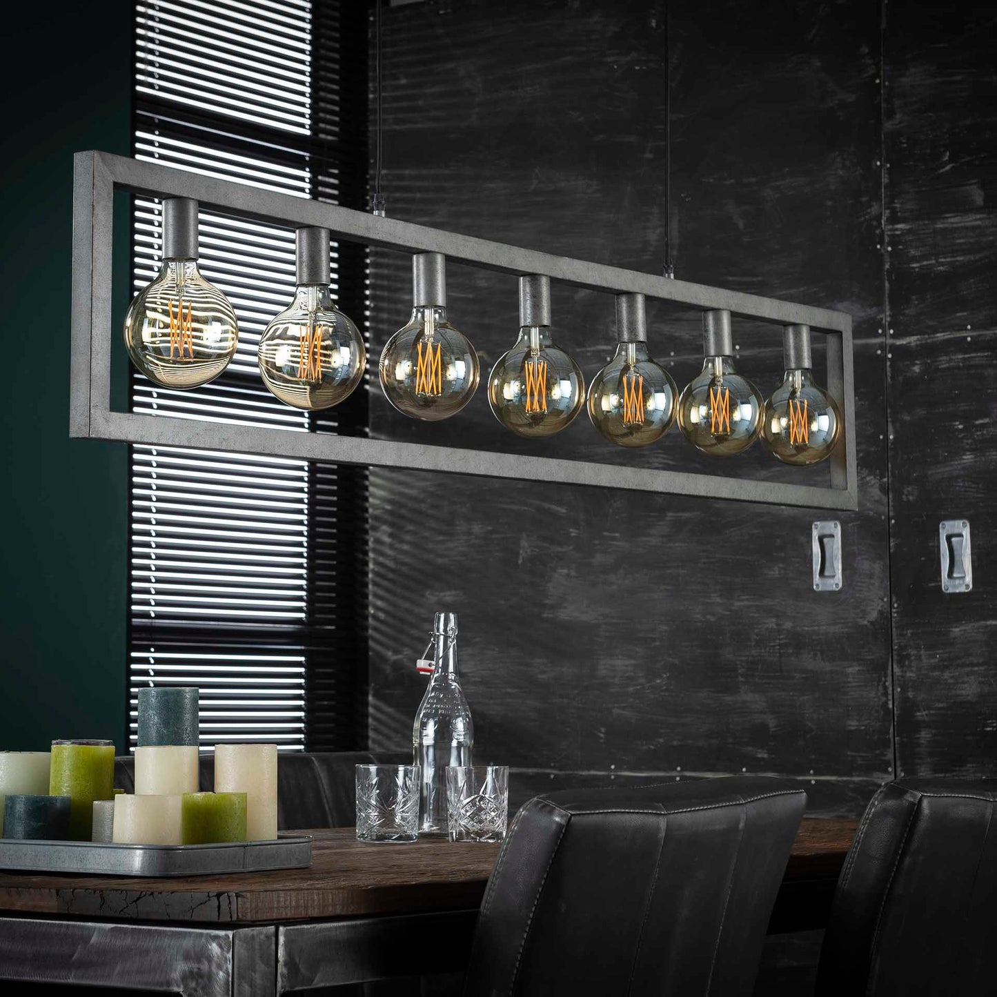 Antik sølv loftlampe - 7 pærer