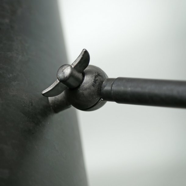 Klassisk gulvlampe med stor skærm - Sort/grå metal