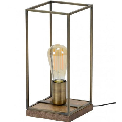 Bordlampe - kubistisk lampe i antik bronze