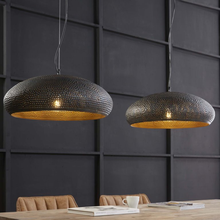 Loftslampe med skærme i sort-brun metal - 50 cm