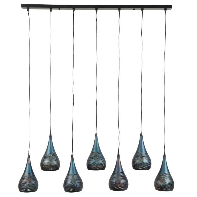 Loftslampe - 7 skærme i sort-brun metal