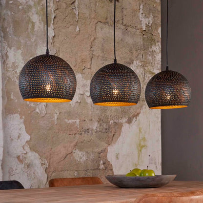 Loftslampe i sort-brun metal - 25 cm