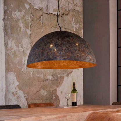 Loftslampe i sort-brun metal - 70 cm