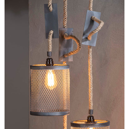 Loftslampe - 3 skærme i grå gitter design.