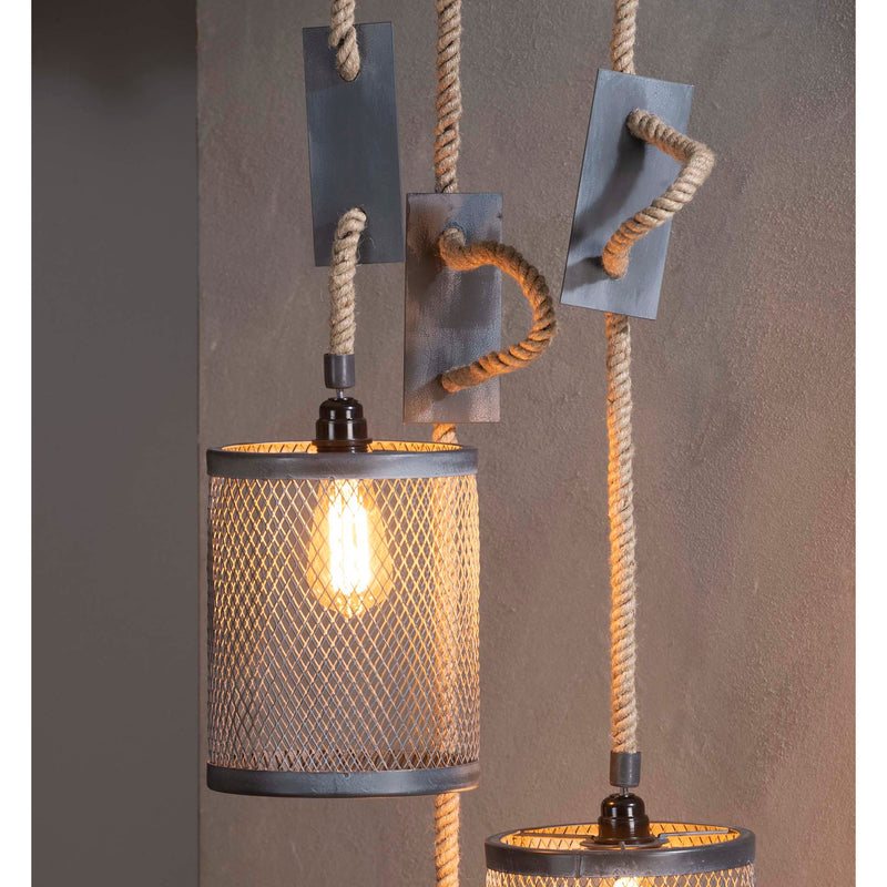 Loftslampe - 3 skærme i grå gitter design.