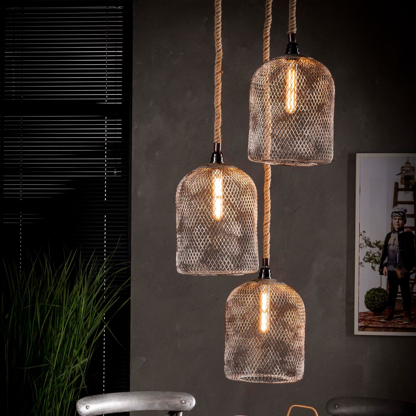 Trådnetlamper i patineret kobber - 25 cm