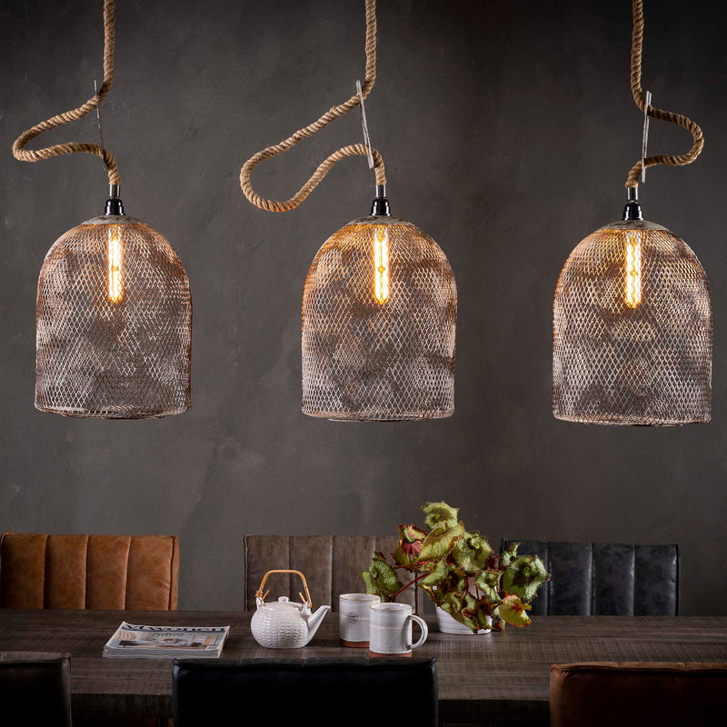 Trådnetlamper i patineret kobber - 30 cm