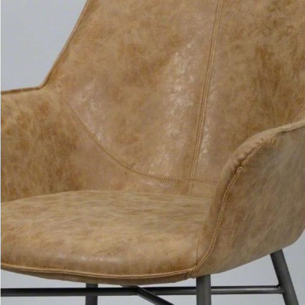 Spisebordsstol i stål og brunt PU læder - 2. Stk