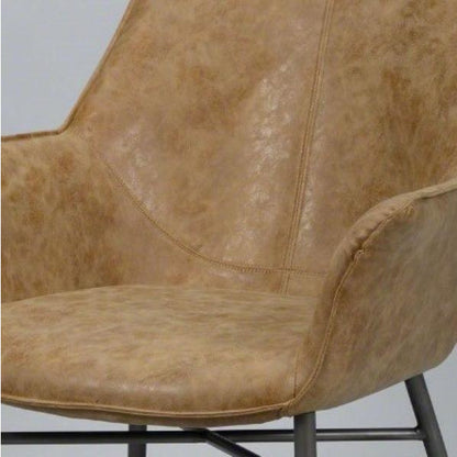 Spisebordsstol i stål og brunt PU læder - 2. Stk